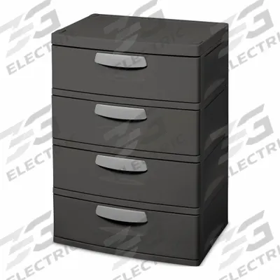 STERILITE Drawer Unit: 19 1/4 in x 25 5/8 in x 35 3/4 in, 4 Drawers, 25 1/2 x 18 3/4 x 7 1/8 - Plastic Drawer Cabinet