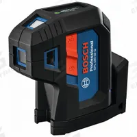 BOSCH Dot Laser: 0 Lines and 5 Dots, Green Beam, 0 Planes, 100 - 200 ft Range w/o detector, 0 Lines (MPN GPL100-50G). Key specifications — attr935979: AA; attr934757: BOSCH; attr936112: ±1/4 in @ 30 ft; attr936114: Electronic Self-Leveling; attr935981: Case.