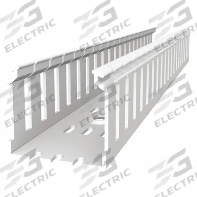 THOMAS & BETTS Wiring Duct: 4 in Nom Wd, 3.5 in Slot Ht, 4 in Nom Ht, 0.3 in Slot Wd, PVC - Screw-Mount Slotted Wiring Ducts & Snap-On Covers