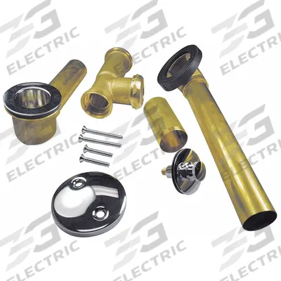 AB&A Waste and Overflow Kit: Brass, Brass, 1 1/2 in Overall Dia, 2 1/2 in Overall Ht - Bathtub Drain & Overflow Kits