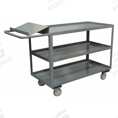 APPROVED VENDOR Utility Cart: 1,200 lb, 3 Shelves, 55 in L x 31 in W x 45 in H Overall Dim - Order-Picking Utility Carts with Lipped Metal Shelves