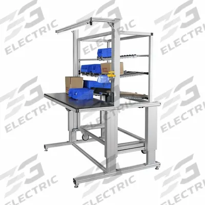 80/20 Tube Framing System Profiles: Silver, 72 1/2 in H x 48 1/2 in W x 55 3/16 in D - Workstations