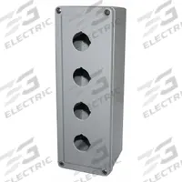 EATON Push Button Enclosure: 30mm, 4 Holes, Non-Metallic, NEMA 12/3/4X (MPN E34N54). Key specifications — attr211299: EATON; attr1043605: Washdown-Corrosion-Resistant.