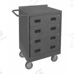 DURHAM MFG Mobile Cabinet Workbench: 24 in x 18 in, Steel, 1,200 lb Overall Load Capacity, Gray (MPN 2202-95). Key specifications — Included Components: Handle on Side; Assembly: Fully Assembled; Brand: DURHAM MFG.