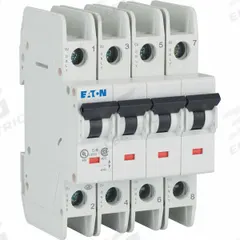 IEC Miniature Cct Breaker, 10 A, 3.25 in (MPN FAZ-C10/4-NA). Key specifications — attr1063588: 480V AC; attr1063574: 10 kA at 277/480V AC; attr1063562: EATON; attr1063585: Screw.