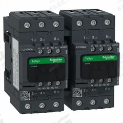 SCHNEIDER ELECTRIC IEC Contactor: Reversing, 3 Poles, 3NO Contacts, 66 A, 120V AC/240V AC Coil (MPN LC2D80AKUE). Key specifications — Brand: SCHNEIDER; Integrated Surge Suppression: Yes.
