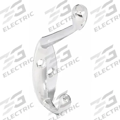 APPROVED VENDOR Coat Hook: Screw, 25 lb Wt Capacity, 2 Points per Hook, Silver - Mounted Coat & Garment Hooks