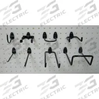 APPROVED VENDOR Pegboard Hook Assortment Kit: 1/4 in Peg Hole, For 1 in Pegboard Hole Spacing, Black (MPN 5TPJ6). Key specifications — Color: Black; Includes: (12) Rods and Clips; Locking System: Screw-In; Mounting Type: Surface; Accessory Type: Hook Assortment Kit; Brand: APPROVED VENDOR.