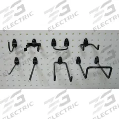 APPROVED VENDOR Pegboard Hook Assortment Kit: 1/4 in Peg Hole, For 1 in Pegboard Hole Spacing, Black (MPN 5TPJ6). Key specifications — Color: Black; Includes: (12) Rods and Clips; Locking System: Screw-In; Mounting Type: Surface; Accessory Type: Hook Assortment Kit; Brand: APPROVED VENDOR.