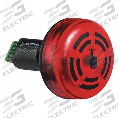 WERMA Buzzer: 24V DC, 1 31/32 in Overall Wd, 3 1/16 in Overall Lg, 3 1/16 in Overall Ht - Buzzer Alarms with Steady Light