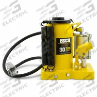 ESCO/EQUIPMENT SUPPLY CO Bottle Jack: Steel, Trigger, Air/Mechanical, 30 ton Load Capacity (MPN 10383). Key specifications — Brand: ESCO/EQUIPMENT SUPPLY CO; Lifting Actuator: Trigger; Body Material: Steel.