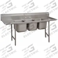 ADVANCE TABCO Scullery Sink: 3 Bowls, 42 in Overall Ht, 83 in Overall Lg, 27 in Overall Wd (MPN 9-3-54-24R). Key specifications — Brand: ADVANCE TABCO.