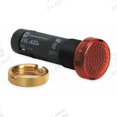 SCHNEIDER ELECTRIC Protruding Panel Light: 12 mm Panel Mounting Hole Dia, LED, Red, Protruding Head (MPN XVLA334). Key specifications — Brand: SCHNEIDER; Electrical Connection: Tab.