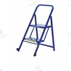 BALLYMORE Step Stool: 3 ft Overall Ht, 300 lb Load Cap, 2 Steps, Steel, 3 ft Standing Ht (MPN TL218). Key specifications — Product Type: Rolling Step Stool; Brand: BALLYMORE; Casters Included: (4) Swivel; Color: Blue; Folding: Foldable; Includes Handrails: Handrails Not Included; Shape: Rectangle.