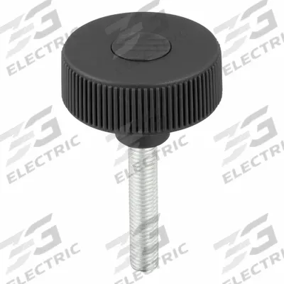 KIPP Hand Knob: Knurled, Plastic w/ Steel Thread, 1/2"-13 Thread, 30 mm Thread Lg - Knurled Knobs with Threaded Stud