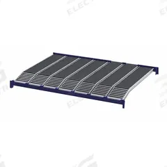 UNEX ROLLER RACK Gravity Flow Shelf: Tilt, 96 in x 72 in x 2 5/8 in, 3,000 lb Shelf Capacity, Steel (MPN RR99K2R8X6-L). Key specifications — Shelf Angle: Tilt; Finish: Powder Coated; Material: Steel; Brand: UNEX ROLLER RACK.