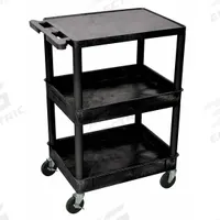 APPROVED VENDOR Utility Cart: 300 lb, 3 Shelves, 24 in L x 18 in W Self, Black, Flat (MPN STC211-B). Key specifications — Shelf Color: Black; Brand: APPROVED VENDOR; Caster/Wheel Configuration: (2) Swivel.