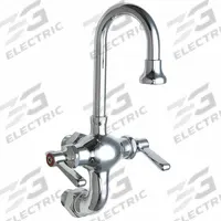 CHICAGO FAUCETS Gooseneck Service Sink Faucet: Wall, Centerset, Cast Brass, Polished Chrome (MPN 225-ABCP). Key specifications — Color/Finish: Polished Chrome.