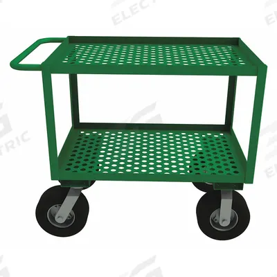 APPROVED VENDOR Utility Cart: 1,000 lb, 2 Shelves, 36 in L x 24 in W Shelf - Flow-Through Utility Carts with Perforated Lipped Metal Shelves