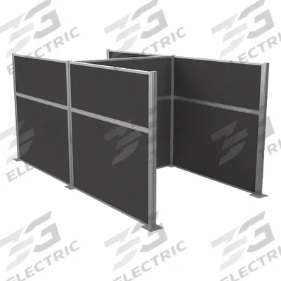 VERSARE Cubicle Kit: 72 in Overall Ht, 72 in Overall Wd, 5 Panels, Charcoal Gray - Modular Cubicle Walls