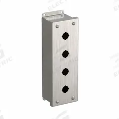 HAMMOND Push Button Enclosure: 22mm, 4 Holes, 304 Stainless Steel, NEMA 3R/4/4X (MPN 1435MSSD). Key specifications — Brand: HAMMOND; Environments & Applications: Washdown-Corrosion-Resistant.
