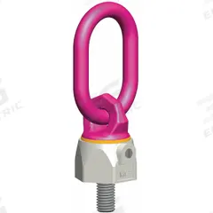 RUD CHAIN Hoist Ring: Pivot/Swivel, Steel w/Pink Powder-Coated Bail, M24-3, Max. 7,700 lb, Lifting (MPN 7100640). Key specifications — Brand: RUD CHAIN; Thread Size: M24-3; Operation: Lifting.