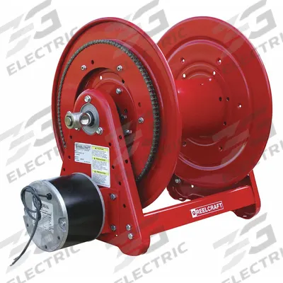 REELCRAFT Electric Motor Driven Hose Reel: 100 ft (3/4 in I.D.), 1,000 psi Max Op Pressure - Electric Motorized Hose Reels with Gooseneck