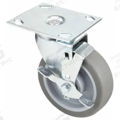 APPROVED VENDOR Plate Caster: Swivel, Side Brake, Rubber, 4 in Wheel Dia., 1 1/2 in Wheel Wd (MPN 33H716). Key specifications — attr1100274: APPROVED VENDOR; attr1100312: Gray; attr1176041: Swivel with Brake.