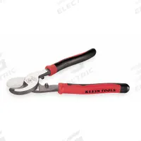 KLEIN TOOLS High Leverage Cable Cutter: Fiberglass Handle, Shear, For 24 AWG Max Dia Data Cable (MPN J63050). Key specifications — attr324789: KLEIN TOOLS; attr308384: Shear; attr308389: Fiberglass; attr308391: 4/0 AWG (Aluminum).