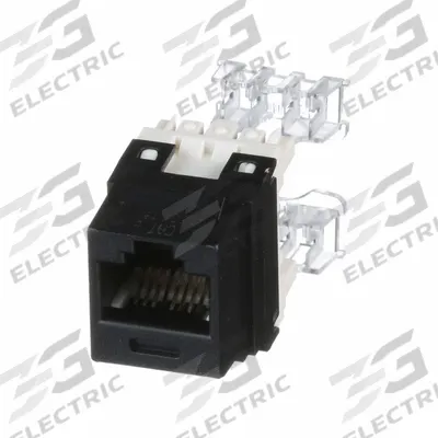 PANDUIT Jack Module: Punch-Down, 1 Ports, Black, 6, RJ45, Copper - Category Jacks