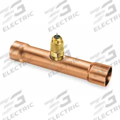 JB INDUSTRIES Access Valve Tee: Access 1/4 in Male SAE, Line 7/8 in Slip Fit, 1 7/8 in Lg (MPN A31344). Key specifications — Brand: JB INDUSTRIES; Includes: Cap; Product Type: Access Valve Tee; Valve Core Included: Yes.
