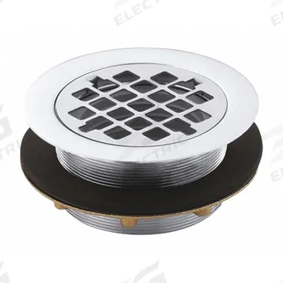 KOHLER Shower Drain: Brass, Chrome, 4 3/8 in Overall Dia, 2 in Overall Ht - Pan & Tile-In Shower Drains