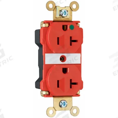 PASS & SEYMOUR Receptacle: Hospital Grade, Duplex, 5-20R, Red, 125V AC - General Purpose Receptacles