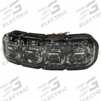 ECCO LED Warning Light: Perimeter Flashing Warning Light, Red/White, 1/2 in Overall Wd, LED (MPN ED3793RW). Key specifications — Operating Voltage: 12-24V DC; Number of Flash Patterns: 69; Includes: Bezel for Two-Bolt Mount; Electrical Connection: Blunt Cut Wires; Mount Type: Self-Adhesive; Brand: ECCO; Shape: Rectangular.