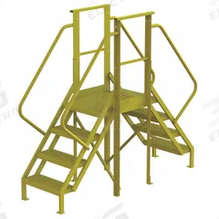 TRI-ARC Crossover Bridge: 3.3 ft Platform Ht, Steel, 1,000 lb Load Capacity, Perforated, 4 Steps (MPN 7CY93). Key specifications — Brand: TRI-ARC; Color: Yellow; Tread Type: Perforated.
