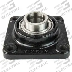 TIMKEN Flange Mount Bearing: Radial Ball, 1 1/4 in Bore, Cast Iron, Set Screws, 4 5/8 in Lg, Square (MPN YCJ1-1/4 SGT). Key specifications — Bore Type: Cylindrical; Brand: TIMKEN; Lubricant Material: NLGI 2 Lithium Complex Grease; Mounting Bolt Size: 1/2 in; Split Housing: Not Split; System of Measurement: Inch.