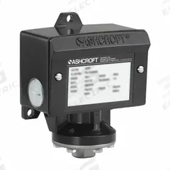 ASHCROFT Pressure Switch: 20 psi – 200 psi, B Series, 4 Pressure Connection Ports, 1/4" FNPT (MPN B424VXCYLM200). Key specifications — attr664141: ASHCROFT; attr1023632: 1/4" FNPT.
