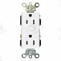 LEVITON Plugs and Receptacles: Duplex, 5-15, White, 125V AC, 15 A, 2 Pole / 3 Wire (MPN 16262-W)