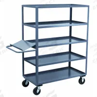 JAMCO Utility Cart: 3,000 lb, 5 Shelves, 42 in L x 25 in W x 68 in H Overall Dim, Flat (MPN EO236P600GP). Key specifications — Caster Wheel/Tread Material: Phenolic; Brand: JAMCO; Caster/Wheel Configuration: (2) Rigid.
