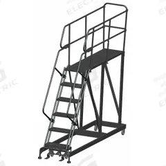 BALLYMORE Mobile Work Platform: 5 ft Platform Ht - Max, 24 in x 72 in, Steel, 800 lb Load Capacity (MPN SEP6-2472). Key specifications — Folding: Not Foldable; Mobility: Rolling; Brand: BALLYMORE; Color: Gray; Height Adjustability: Fixed Height; Includes Handrails: Handrails Included; Locking Mechanism: Foot-Activated Step Lock; Handrails: Includes Handrails.