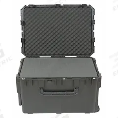 SKB Protective Case: 21 in x 30 in x 18 in Inside, Pick and Pluck, Black, 2 Wheels, 37 lb Wt, IP67 (MPN 3I-3021-18BC). Key specifications — Handle Style: Folding; Brand: SKB; Case Closure Type: Latches.