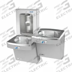 OASIS Bi-Level Drinking Fountain with Bottle Filler: On-Wall, 8 gph @ 50°F, Touchless Sensor, Gray (MPN PG8FEBFSLTT GST). Key specifications — Brand: OASIS; Housing Material: Stainless Steel; Filter Access: Top Panel Access; Housing Finish: Graystone; Chilling Capacity: 8 gph @ 50°F; Housing Color: Gray.