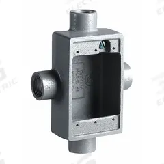 HUBBELL KILLARK Device Box: Iron, Rectangular, 1 Gangs, 1/2 in Hub Size, 18 cu in Capacity, Gray (MPN FSX-1M). Key specifications — Color: Gray; Brand: HUBBELL KILLARK.
