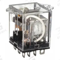 OMRON Flange Mount Relay: Surface (Top Flange) Mounted, 10 A Current Rating, 12V DC, 3PDT (MPN LY3F-DC12). Key specifications — Brand: OMRON; Base Type: Octal; Mounting Style: Top Flange; Electrical Connection: Plug-In Terminal; Manufacturer Part Number: LY3F-DC12; Operating Current: 5 A at 24V DC (Inductive Load); Series: LY Series.