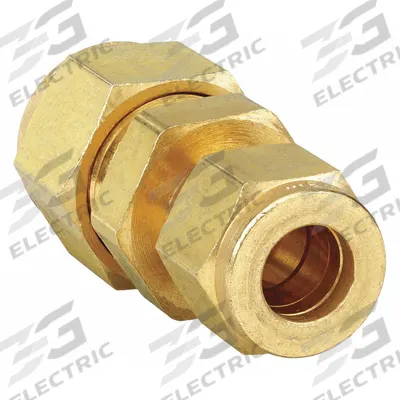PARKER Compression Fitting Union: 1/2 in OD x 3/8 in OD Size, Compression x Compression - Double-Ferrule Brass Compression Fittings