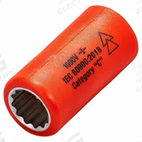 ITL Insulated Socket: 3/8 in Drive Size, 9/16 in Socket Size, 1 43/64 in Overall Lg, 12-Point, Std (MPN 01726). Key specifications — attr1204321: Not Tether Capable; attr1204320: Chrome; attr1204316: ITL.