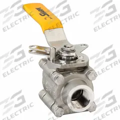 SHARPE Manual Two-Way Ball Valve: 3/4 in, Alloy 20 Stainless Steel, Straight Valve Body, FNPT x FNPT (MPN 4352110860). Key specifications — Seat Material: Polymer; Brand: SHARPE; Handle: Locking Lever.