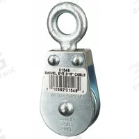 APPROVED VENDOR Pulley Block: Swivel, Upright Mount, Pulling, 525 lb Working Load Limit, Wire Rope (MPN 4JX64). Key specifications — Product Type: Pulley Block; Brand: APPROVED VENDOR; Compatible Rope Type: Wire Rope; Pulley Type: Swivel; Attachment Type: Swivel Eye; Operation: Pulling; Bearing Type: Sleeve; Finish: Zinc Plated.