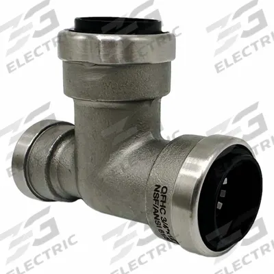 APPROVED VENDOR Reducing Tee: 3/4 in OD x 1/2 in OD x 3/4 in OD Size, Stainless Steel - Stainless Steel Push-to-Connect Tube Fittings