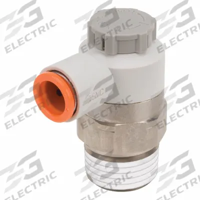 SMC Speed Control Valve: Elbow Fitting, Screw, 1/2 in Valve Body Size - Elbow-Style Speed Control Valves